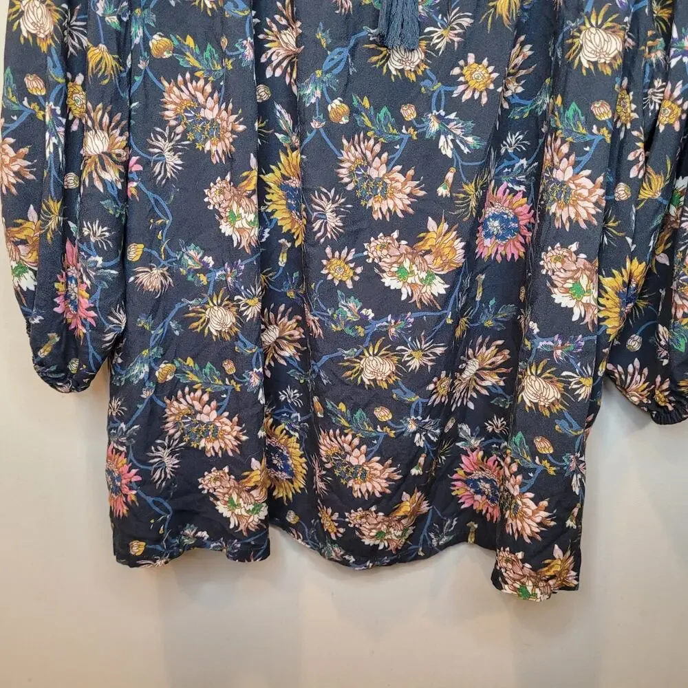 Natural Life Floral Peasant Top 3/4 Sleeves Size XXL Tie Boho Cottagecore - Picture 3 of 9